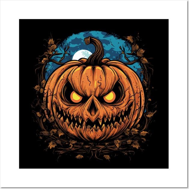 Halloween Pumpkin, Spooky Pumpkin Face Wall Art by Apocatnipse Meow